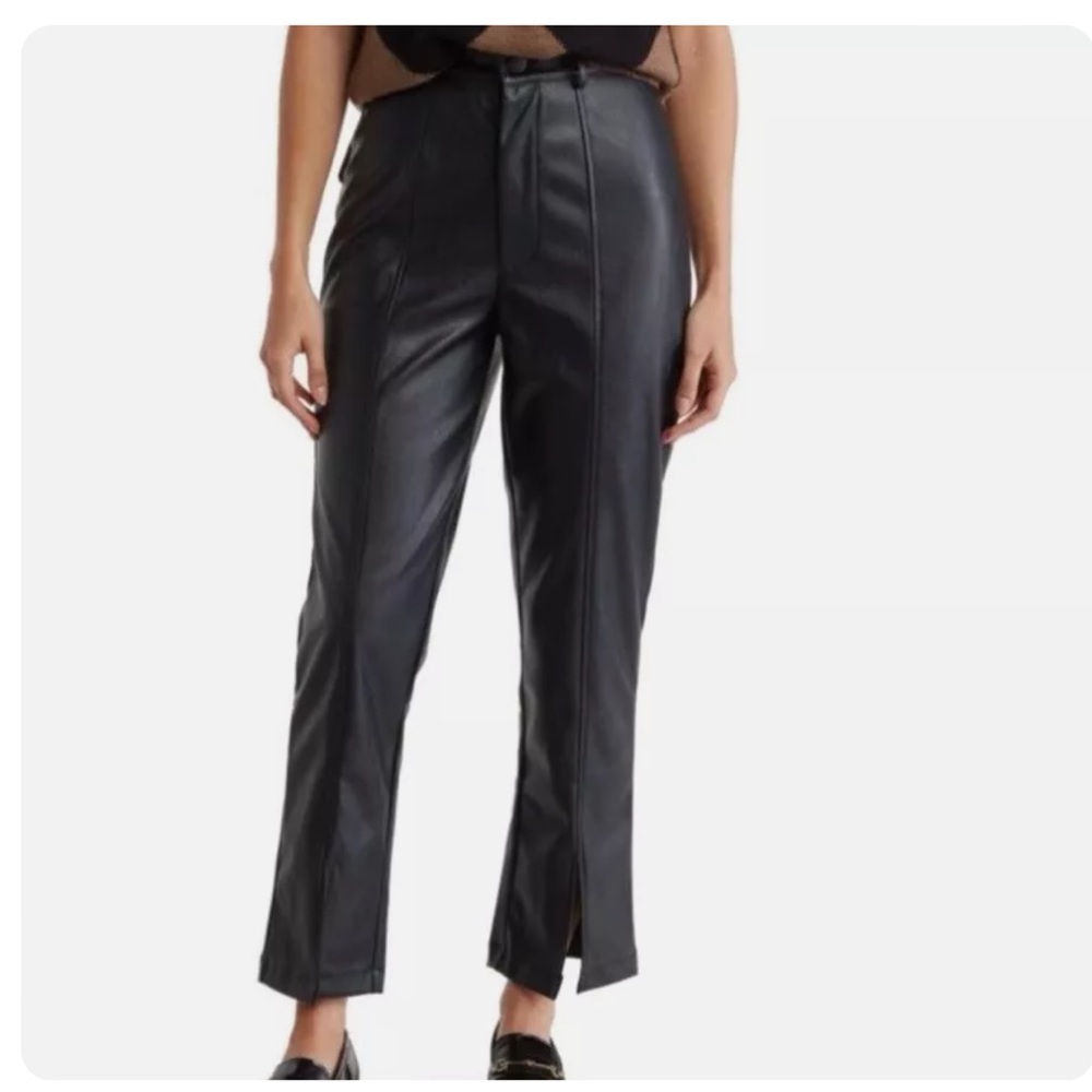 Wildfox Womens S Faux Leather Slit Hem Straight Leg Pants NEW